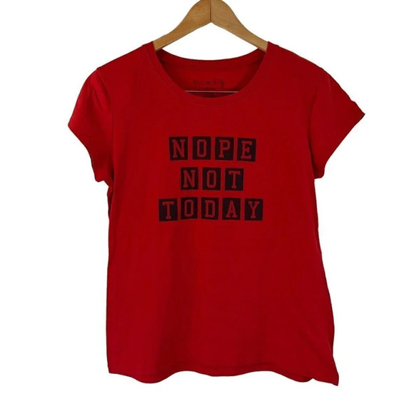 Wound Up T Shirt Juniors Plus XXL Cherry Red NOPE NOT TODAY Graphic Text Saying - Picture 1 of 4